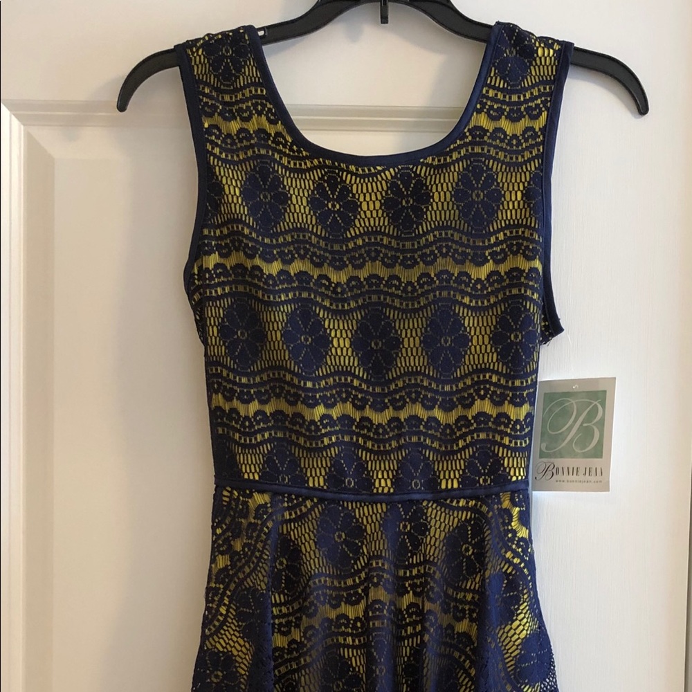 Girls Blue and Yellow Bonnie Jean Dress, size 16.